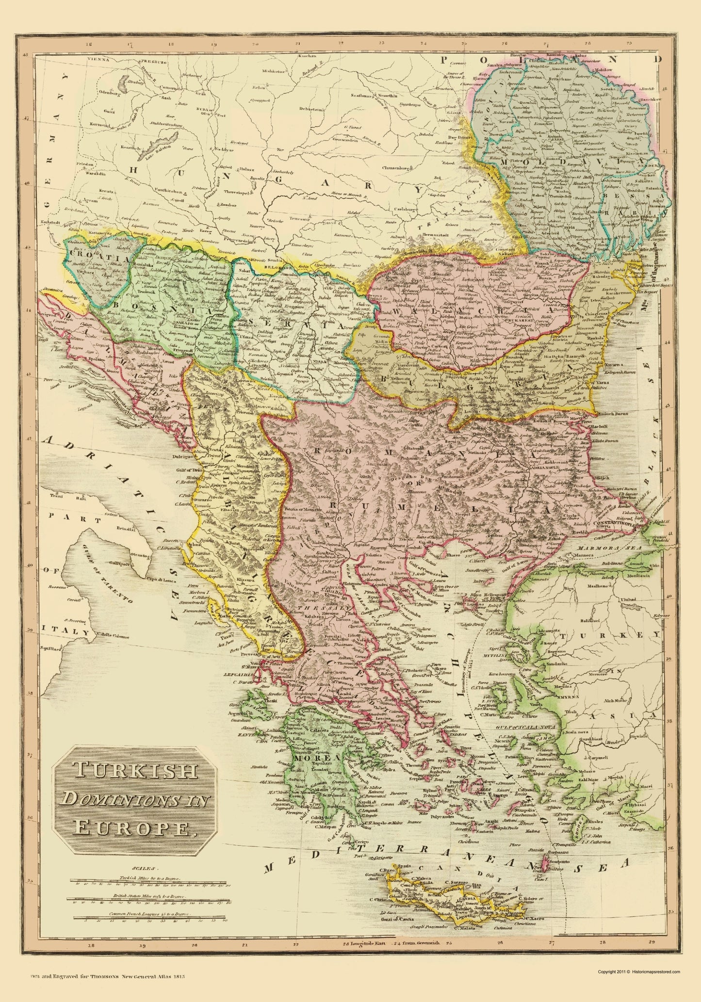 Historic Map - Europe Turkey - Thomson 1815 - 23 x 32.89 - Vintage Wall Art