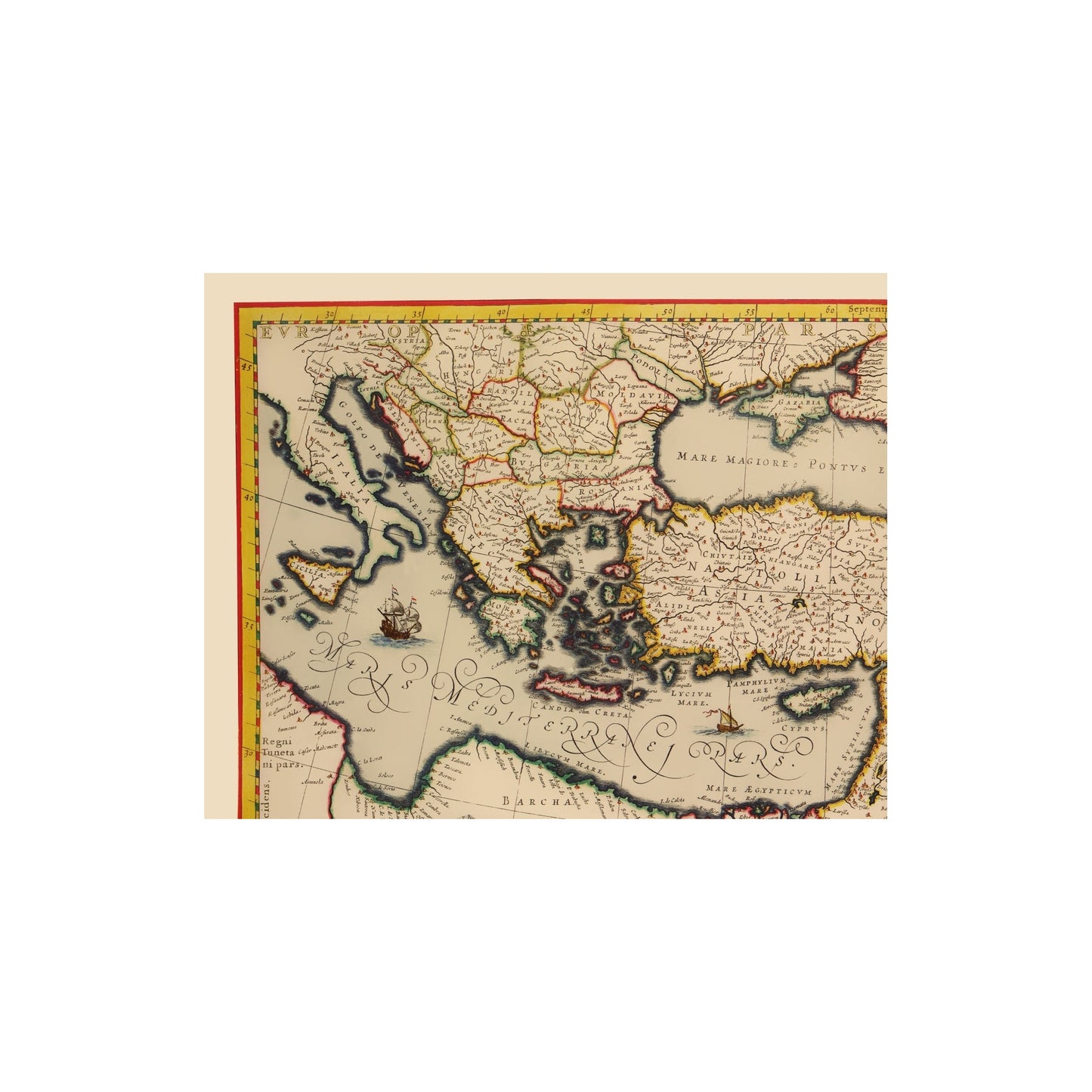 Historic Map - Turkish Empire - Blaeu 1635 - 23 x 28.77 - Vintage Wall ...