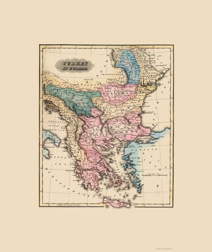 Historic Map - Europe Turkey - Lucas 1823 - 23 x 27.24 - Vintage Wall Art