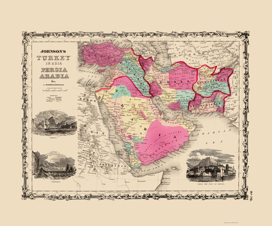 Historic Map - Turkey Persia Arabia - Johnson 1860 - 23 x 27.72 - Vintage Wall Art