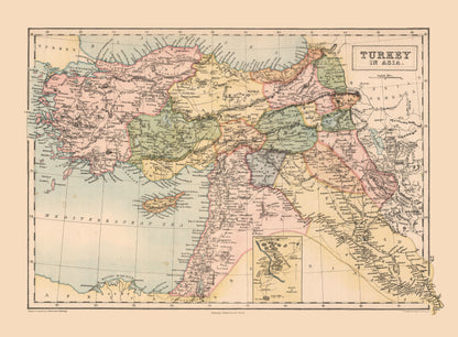 Historic Map - Turkey - Black 1867 - 31.31 x 23 - Vintage Wall Art