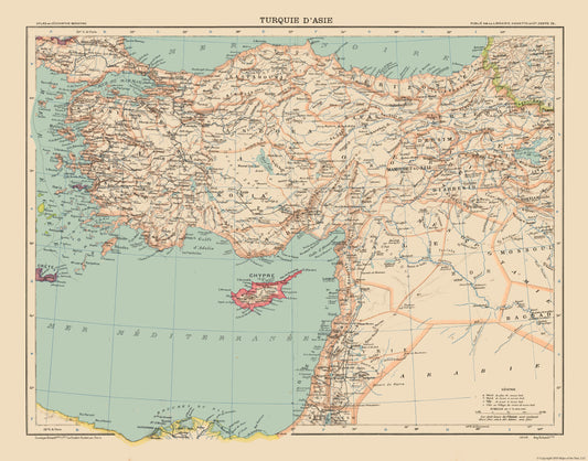 Historic Map - Turkey - Schrader 1908 - 29.34 x 23 - Vintage Wall Art