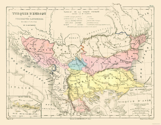 Historic Map - Europe Turkey - Cortambert 1880 - 29.46 x 23 - Vintage Wall Art