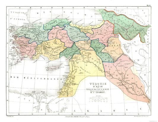 Historic Map - Turkey - Cortambert 1880 - 29.59 x 23 - Vintage Wall Art