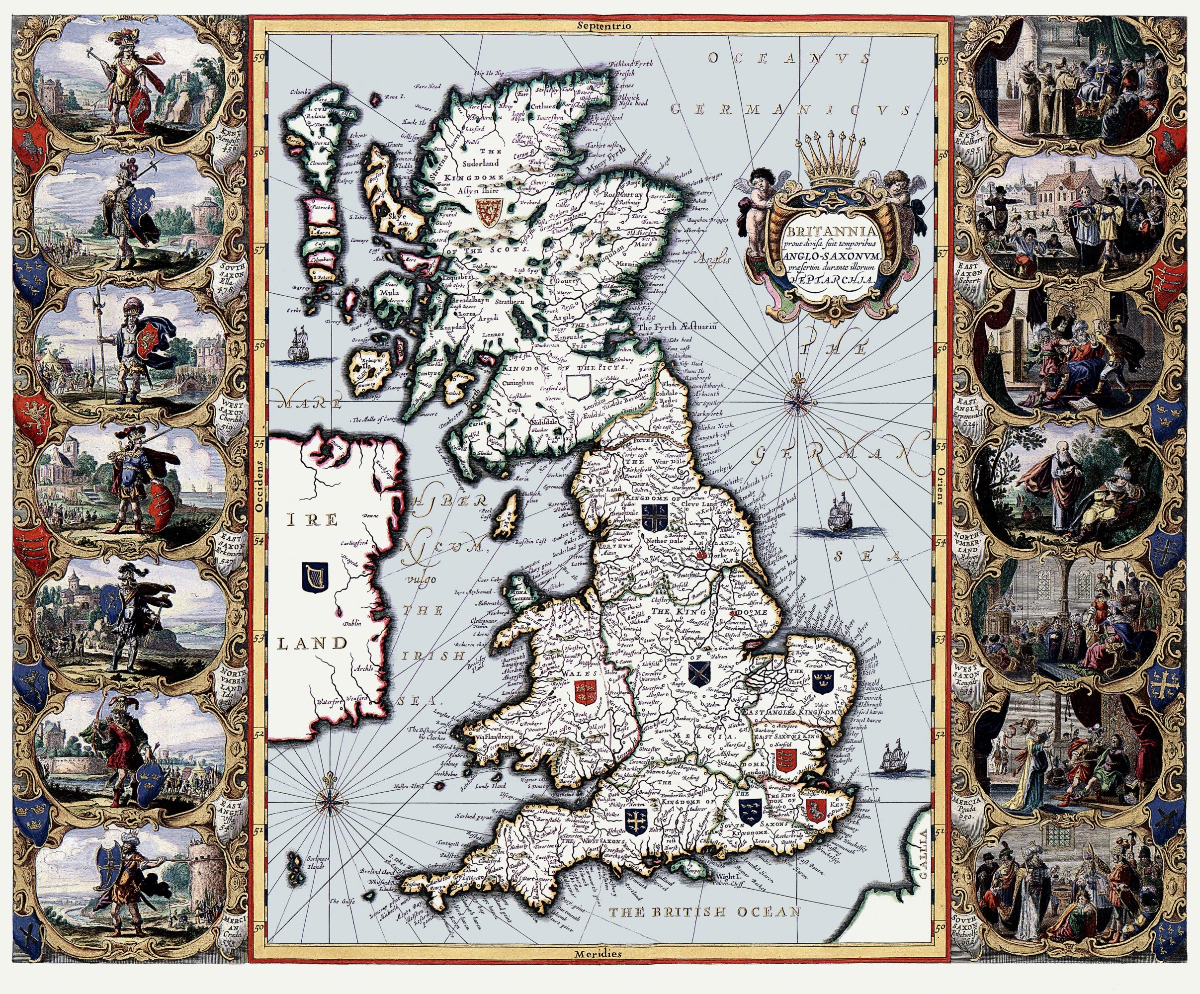 Historic Map - England Scotland Wales - Bleau 1645 - 27.75 x 23 - Vint ...