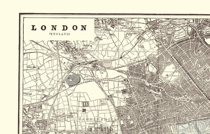 Historic Map - London England - Rathbun 1893 - 23 x 35.94 - Vintage Wall Art