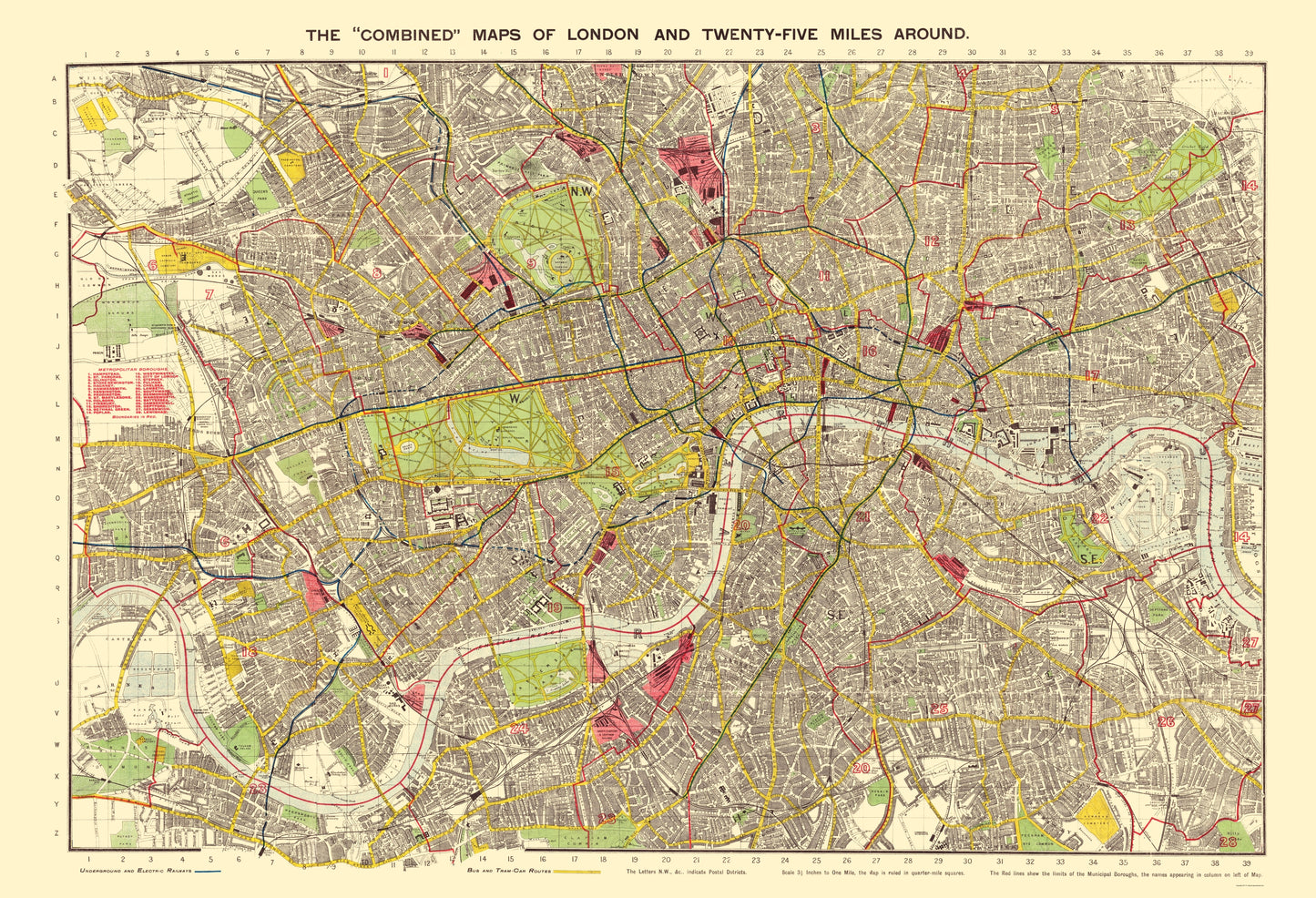 Historic Map - London England - Bartholomew 1905 - 23 x 33.70 - Vintage Wall Art