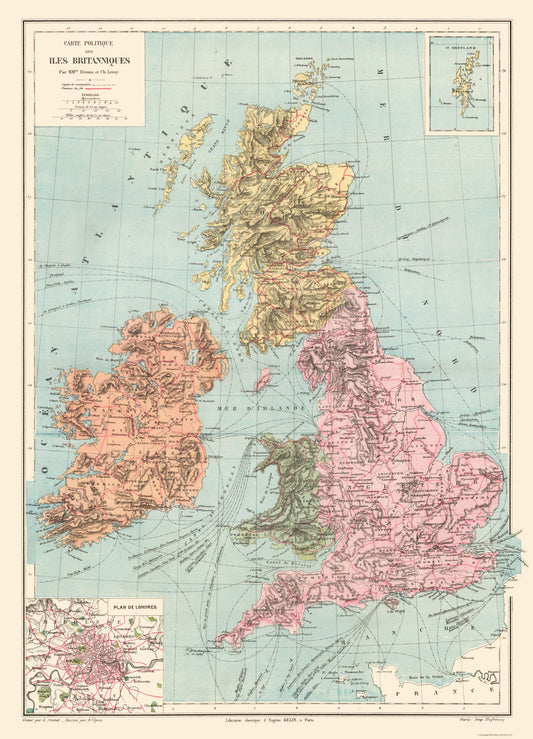 Historic Map - British Isles Political - Drioux 1882 - 23 x 31.89 - Vintage Wall Art