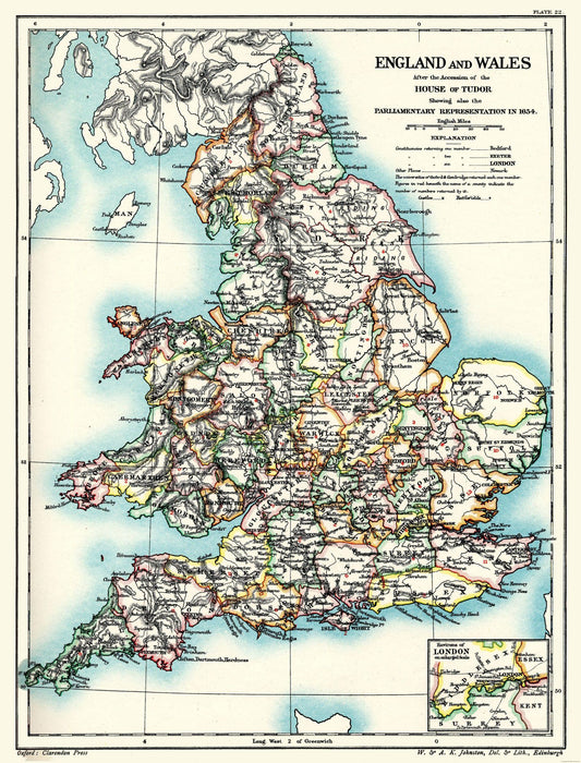 Historic Map - England Wales House of Tudor - Poole 1902 - 23 x 30.23 - Vintage Wall Art