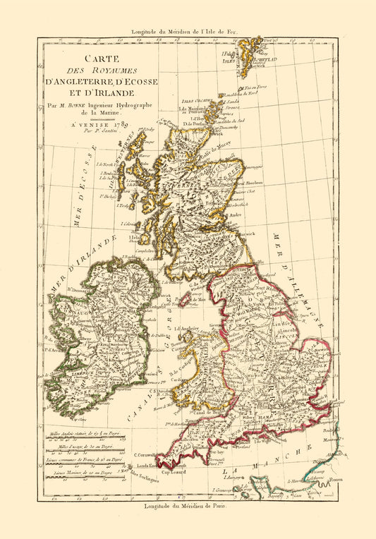 Historic Map - England Scotland Ireland - Santini 1794 - 23 x 32.97 - Vintage Wall Art