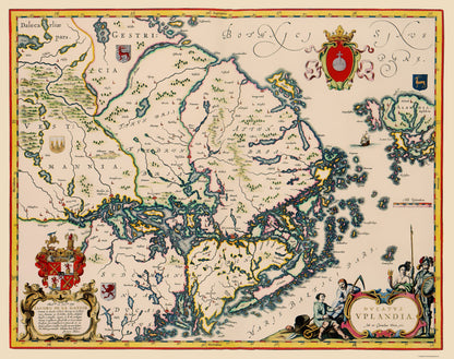 Historic Map - Uppland Province Sweden - Blaeu 1640 - 23 x 29.12 - Vintage Wall Art