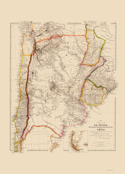 Historic Map - La Plata Uruguay Chile - Arrowsmith 1844 - 23 x 31.95 - Vintage Wall Art