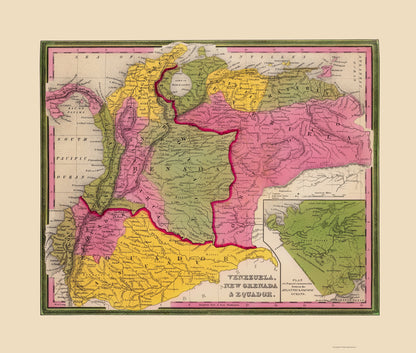 Historic Map - New Granada Ecuador - Mitchell 1846 - 23 x 27 - Vintage Wall Art