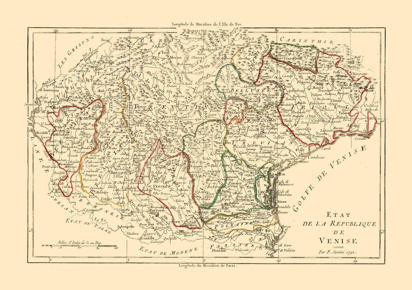 Historic Map - Venice Region Italy - Santini 1794 - 32.64 x 23 - Vintage Wall Art