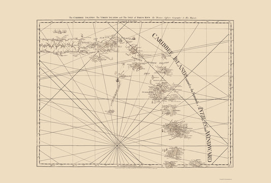 Historic Map - Virgin Islands Puerto Rico - Sayer 1775 - 23 x 33 - Vintage Wall Art