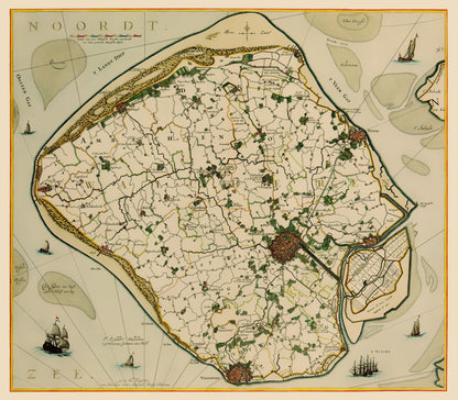 Historic Map - Walcheren Island Netherlands - Visscher 1681 - 23 x 26.32 - Vintage Wall Art