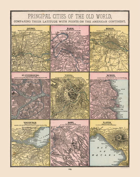 Historic Map - World Principal Cities - Cram 1888 - 23 x 29.00 - Vintage Wall Art