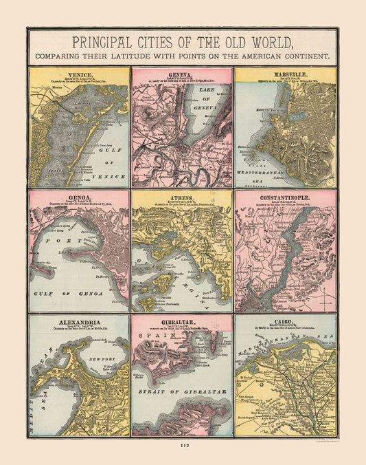 Historic Map - World Principal Cities - Cram 1888 - 23 x 29.15 - Vintage Wall Art