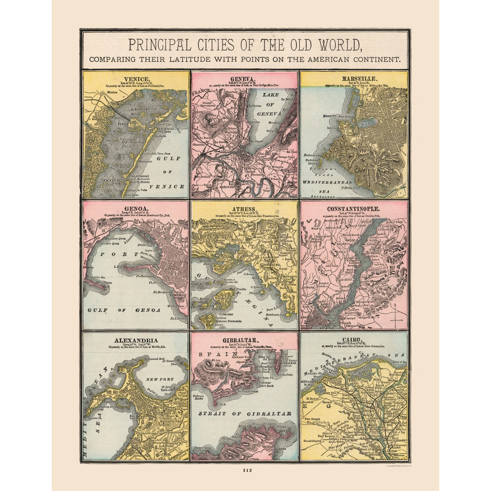 Historic Map - World Principal Cities - Cram 1888 - Vintage Wall Art ...