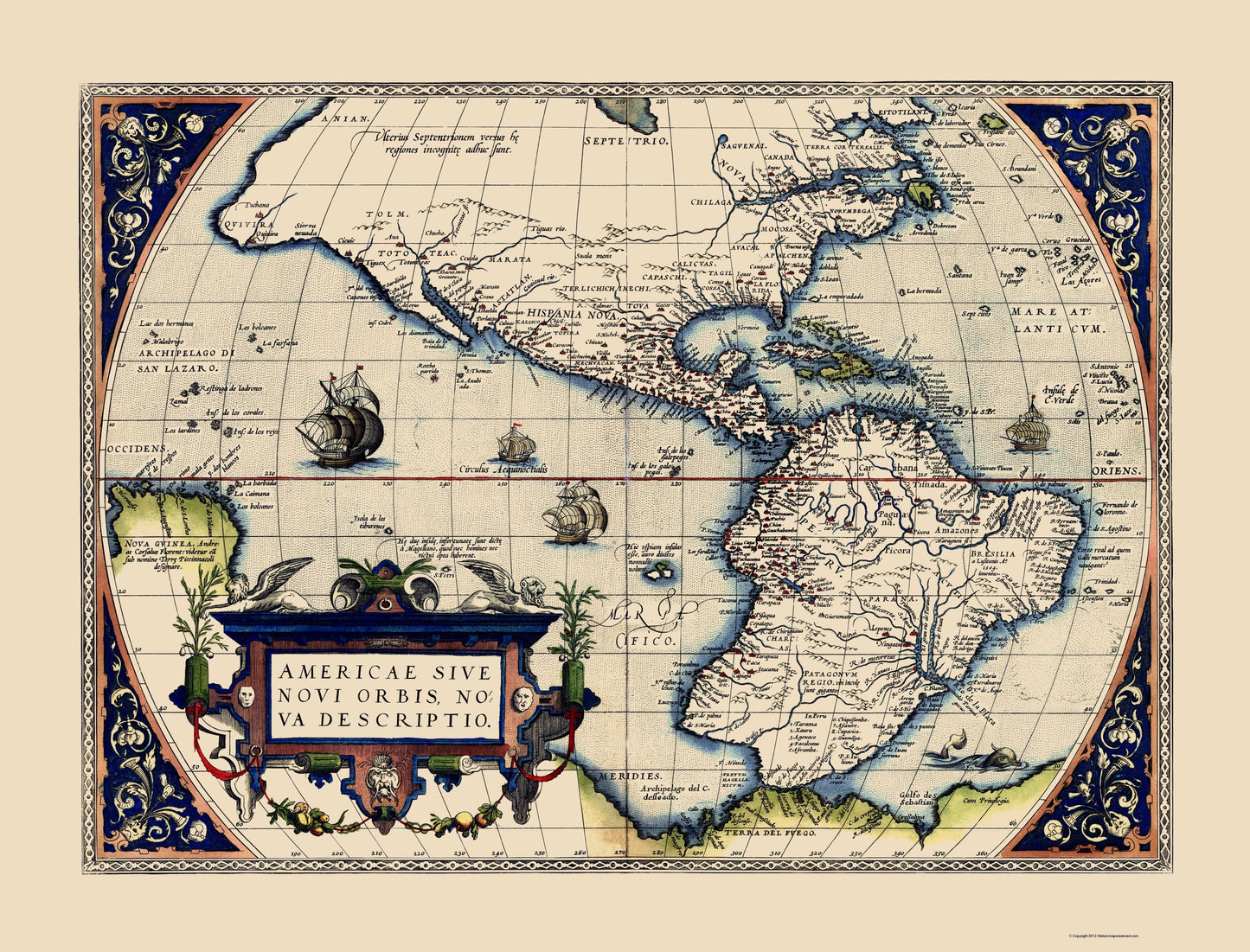 Historic Map - Western Hemisphere - Ortelius 1572 - 23 x 30.19 - Vintage Wall Art