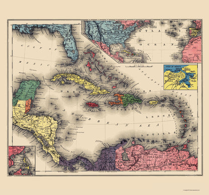 Historic Map - West Indies - Evening Post 1898 - 23 x 24.64 - Vintage Wall Art