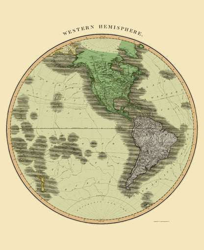 Historic Map - Western Hemisphere - Thomson 1814 - 23 x 28.14 - Vintage Wall Art