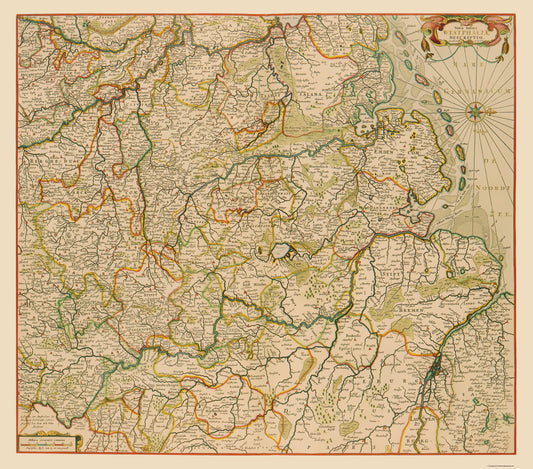 Historic Map - Westphalia Region Germany - De Wit 1688 - 23 x 26.16 - Vintage Wall Art