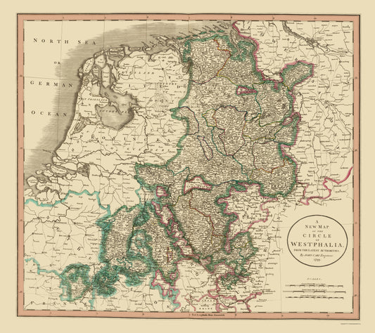 Historic Map - Westphalia Region Germany - Cary 1799 - 23 x 25.84 - Vintage Wall Art