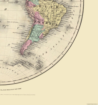 Historic Map - Western Hemisphere - Colton 1855 - 23 x 24.46 - Vintage Wall Art