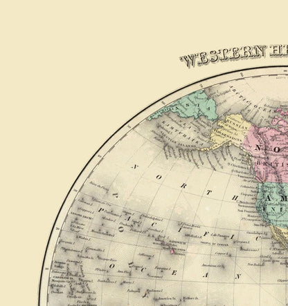 Historic Map - Western Hemisphere - Colton 1855 - 23 x 24.46 - Vintage Wall Art