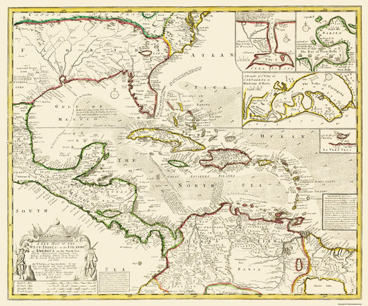 Historic Map - West Indies America Islands - Visscher 1740 - 27 x 23 - Vintage Wall Art