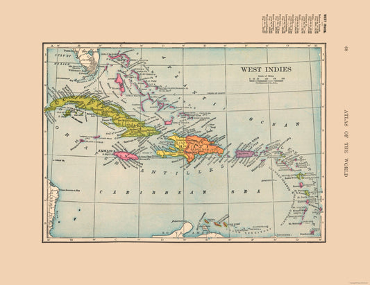 Historic Map - West Indies - Hammond 1910 - 29.80 x 23 - Vintage Wall Art