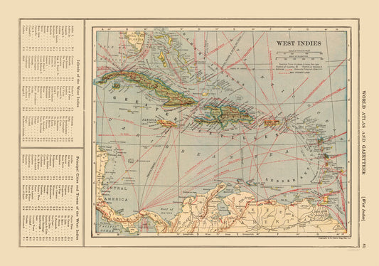 Historic Map - West Indies - Reynold 1921 - 32.75 x 23 - Vintage Wall Art