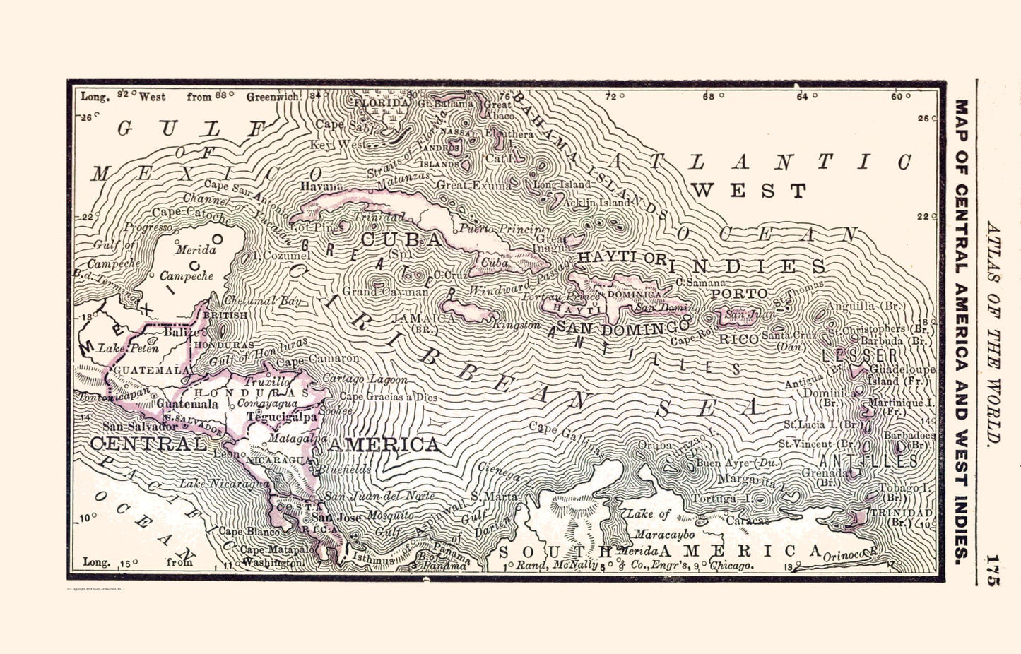 Historic Map - West Indies Central America - Alden 1886 - 35.89 x 23 - Vintage Wall Art