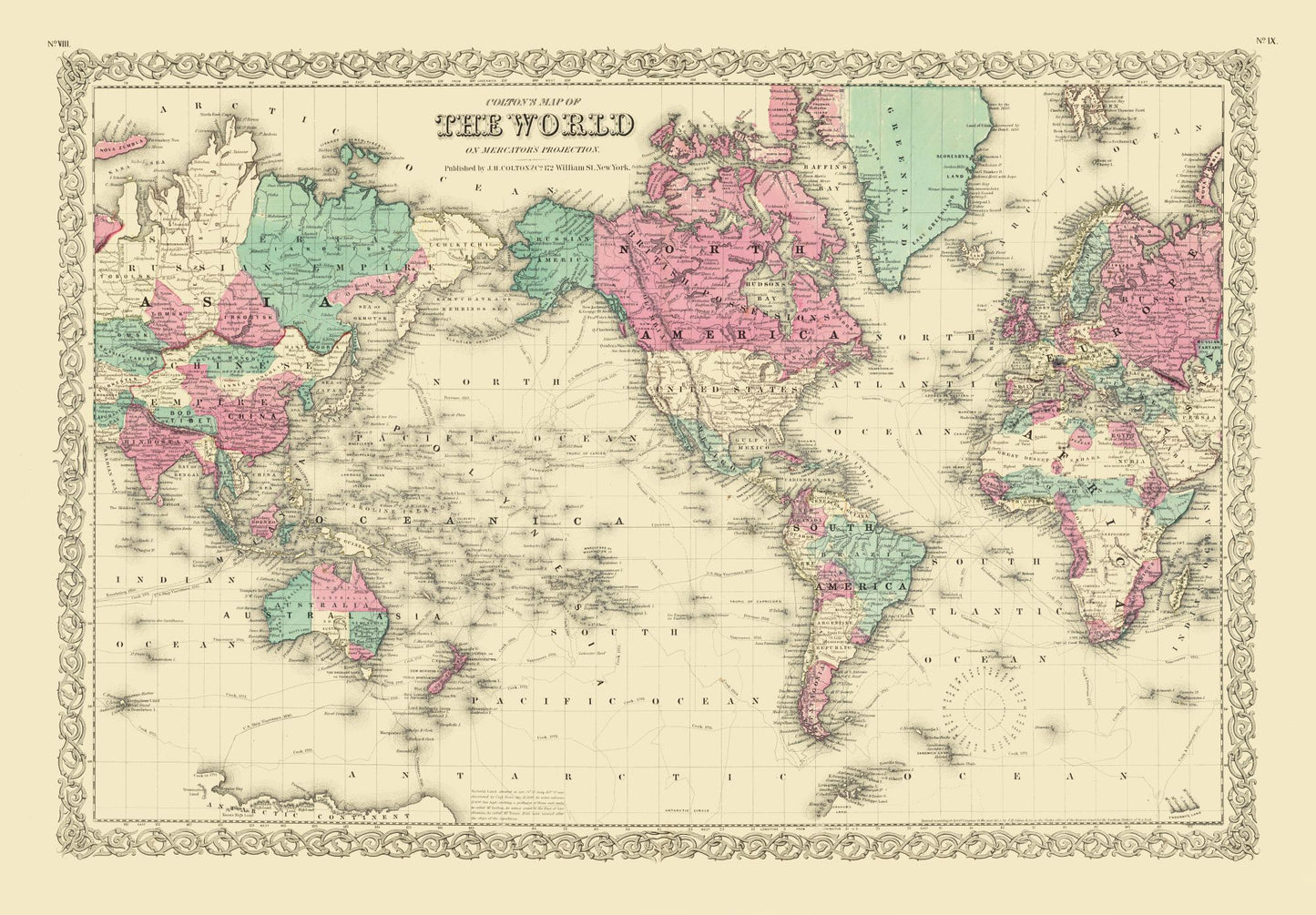 Historic Map - World - Colton - 33.08 x 23 - Vintage Wall Art