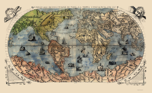 Historic Map - World - Forlani 1565 - 23 x 37.40 - Vintage Wall Art