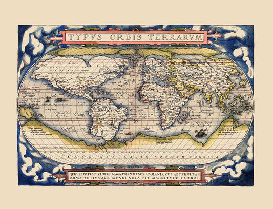 Historic Map - World - Ortelius 1598 - 23 x 30.02 - Vintage Wall Art