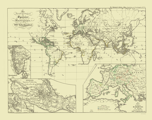 Historic Map - World - Spruner 1854 - 23 x 29.04 - Vintage Wall Art