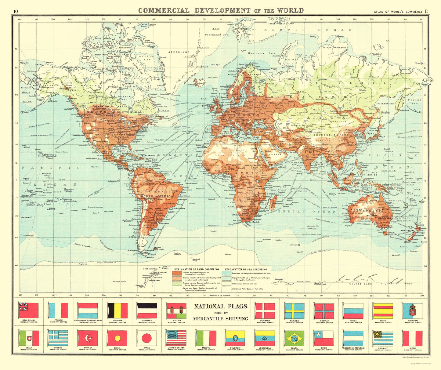 Historic Map - World Commercial Development - Newnes 1907 - 23 x 27.42 - Vintage Wall Art