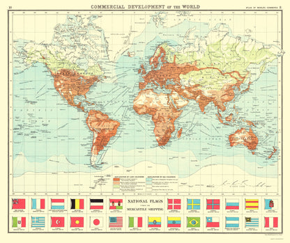 Historic Map - World Commercial Development - Newnes 1907 - 23 x 27.42 - Vintage Wall Art