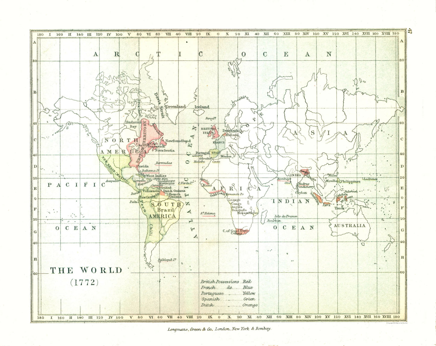 Historic Map - World 1772 - Gardiner 1902 - 29.03 x 23 - Vintage Wall Art