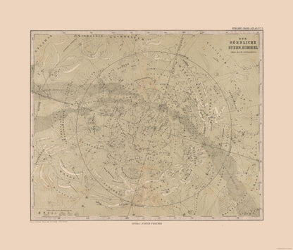 Historic Map - Northern Sky - Stieler 1885 - 26.88 x 23 - Vintage Wall Art