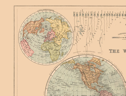 Historic Map - World Mountain Heights - Black 1867 - 29.94 x 23 - Vintage Wall Art