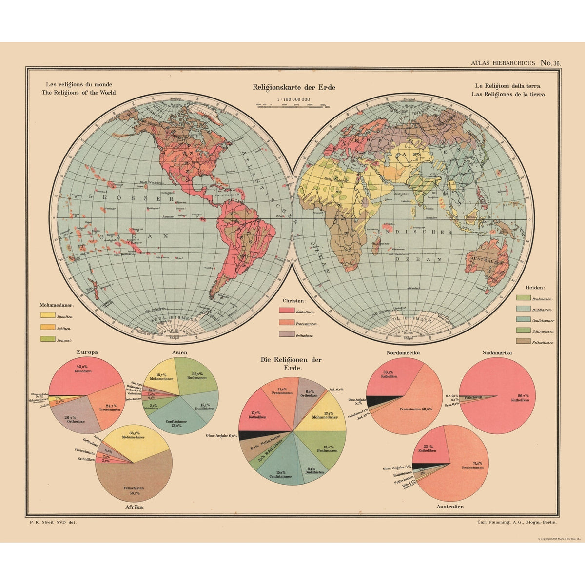 Historic Map - World Religious - Streit 1913 - Vintage Wall Art – Maps ...