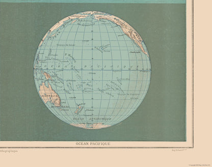 Historic Map - Terrestrial Sphere - Schrader 1908 - 29.28 x 23 - Vintage Wall Art