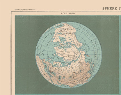 Historic Map - Terrestrial Sphere - Schrader 1908 - 29.28 x 23 - Vintage Wall Art