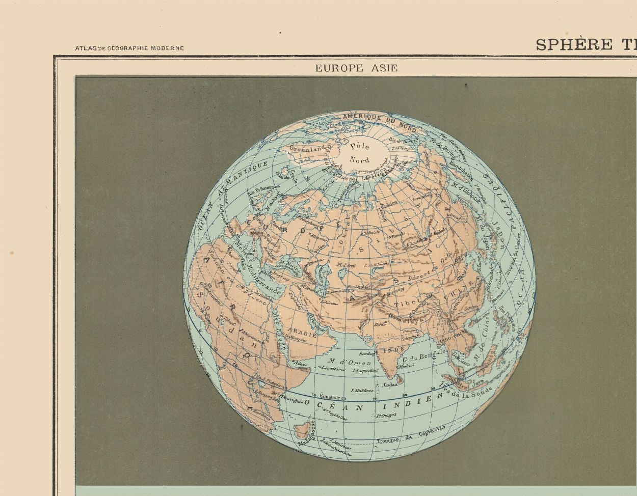Historic Map - Terrestrial Sphere - Schrader 1908 - 29.52 x 23 - Vintage Wall Art