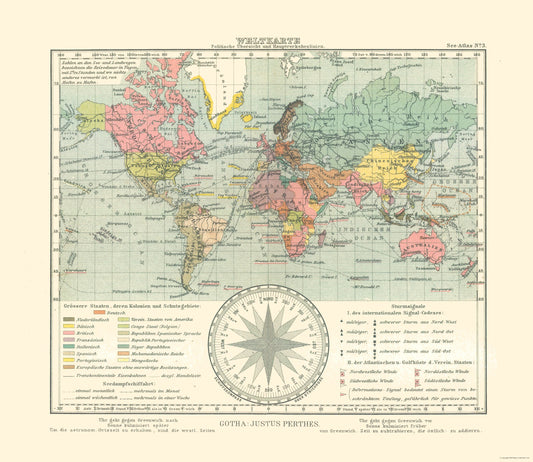 Historic Map - World - Perthes 1914 - 26.56 x 23 - Vintage Wall Art