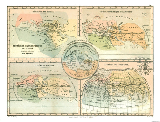 Historic Map - Geographical Systems Ancient - Cortambert 1880 - 30.12 x 23 - Vintage Wall Art