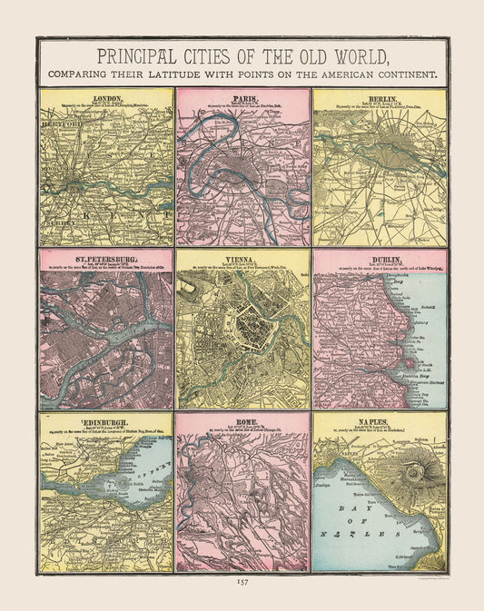 Historic Map - World Cities - Cram 1892 - 23 x 29.05 - Vintage Wall Art